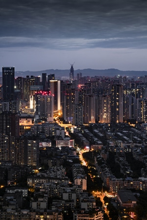 城市-建筑-成都-天空-日落 图片素材