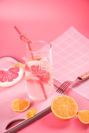 饮品-粉色-柚子-橙子-饮料 图片素材