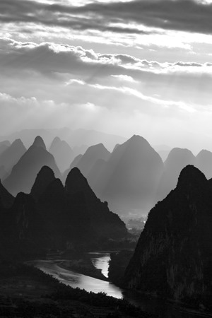 我的2019-桂林山水-桂林-相公山-黑白 图片素材