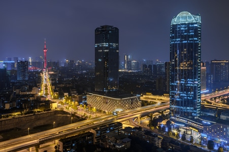 车流-夜景-成都地标-商业-建筑 图片素材