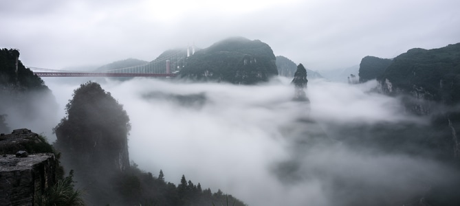 桥-人文景观-白云-旅游-旅行 图片素材