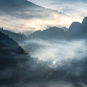 嘎努鳥-自然风光-乡村-雾-雾气 图片素材