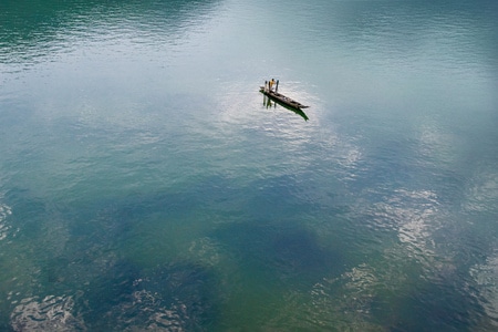 人文景观-嘎努鳥-河-渔船-倒影 图片素材