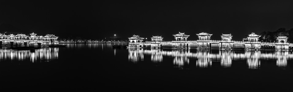 潮州-倒影-建筑-夜景-旅行 图片素材