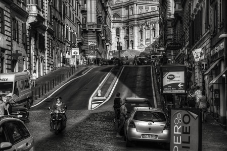 罗马-意大利-黑白-街拍-道路 图片素材