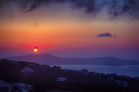 伊兹拉岛-圣托里尼岛-雅典-sunset-爱琴海 图片素材