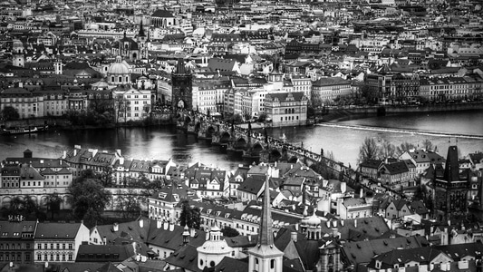 黑白-布拉格-城市-建筑-房屋 图片素材