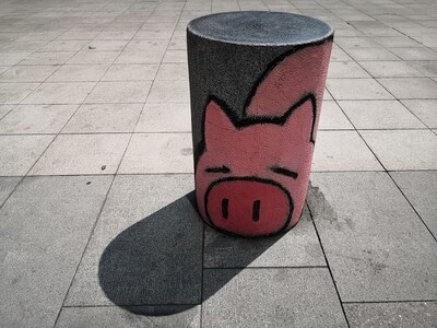 猪-光影-桩-猪-石柱 图片素材