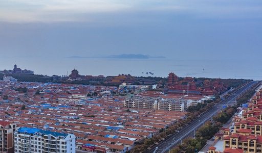 旅拍-高视角-蓬莱-建筑-房屋 图片素材