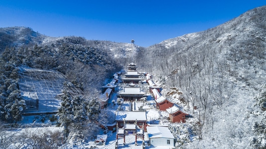 你好2020-高视角-航拍-雪景-山东邹平 图片素材