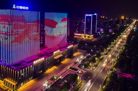 城市色彩-滨州市-山东邹平-高视角-航拍 图片素材
