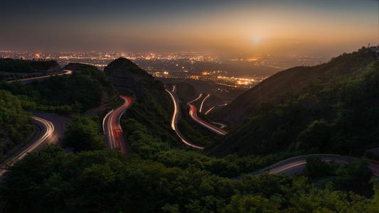 西安-盘山路-山-道路-盘山路 图片素材