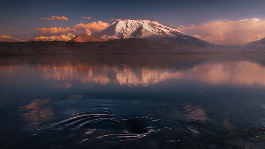 新疆-慕士塔格-卡拉库里-雪山-湖泊 图片素材