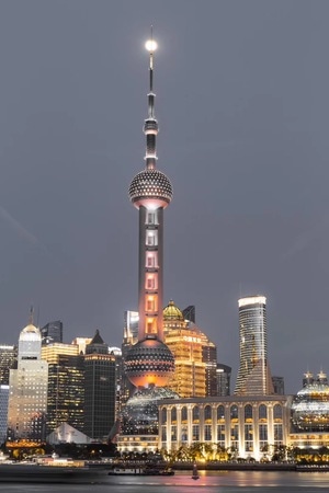 城市-夜景-上海-东方明珠塔-外滩 图片素材