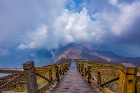 武功山-徒步-登山-栈道-高处 图片素材