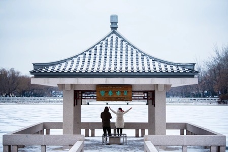 雪-冬天-校园-天津大学-亭子 图片素材