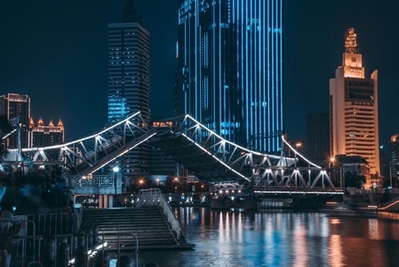天津-解放桥-海河-天津站-世纪钟 图片素材