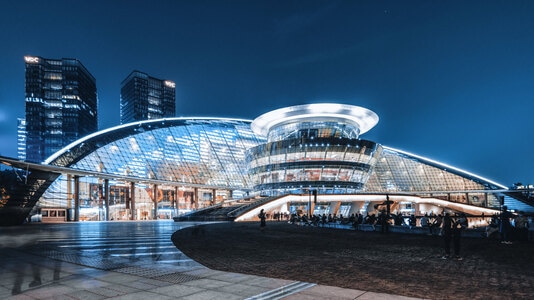 钱江公园-杭州-蓝-夜景-钱江世纪城 图片素材