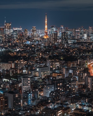 日本-城市-夜晚-旅行-航拍 图片素材