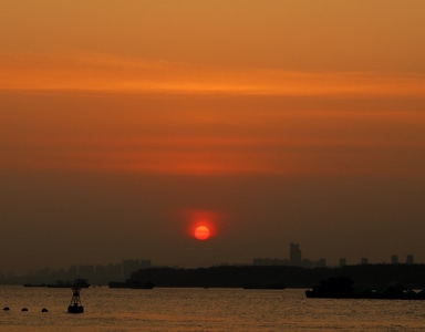 落日-夕阳-长江-美好时光-生活 图片素材