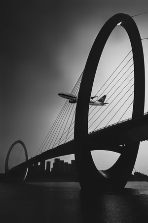 南京-地标-黑白-手机-钢拱桥 图片素材