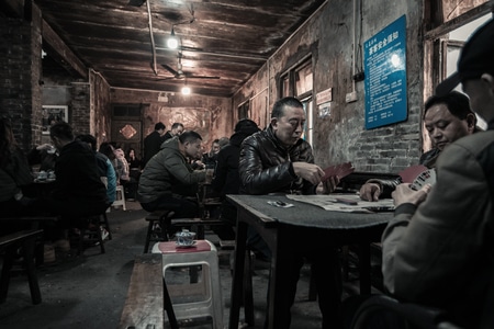 重庆-人文-茶馆-黄桷坪-顾客 图片素材