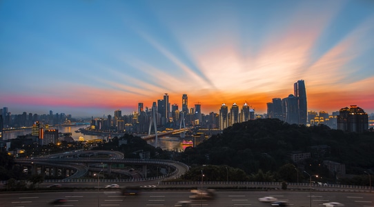 重庆-夜景-晚霞-城市-城市风光 图片素材