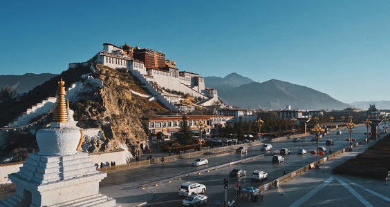 壮观-拉萨-西藏-日出-布达拉宫 图片素材