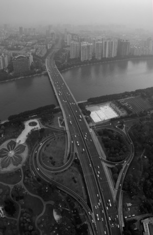 航拍-极简-道路-广州-广州塔 图片素材
