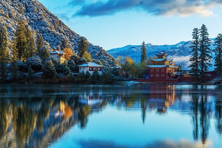 建筑-山-水-湖-湖泊 图片素材
