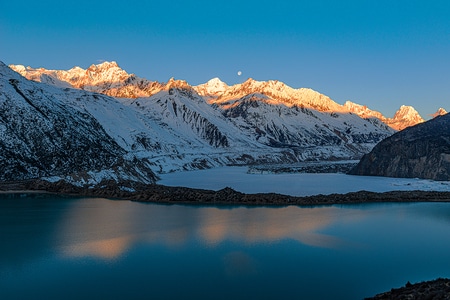 风光-金山-雪山-月亮-风景 图片素材