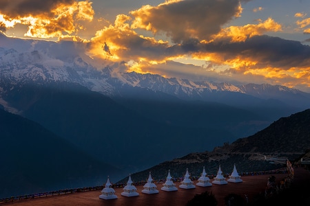 风光-金山-雪山-晚霞-风景 图片素材
