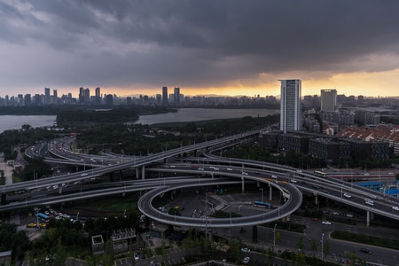 桥-复苏的城市-车流-交通-建筑 图片素材