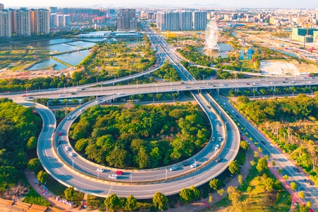 立交桥-马路-高空-爬楼-俯视 图片素材