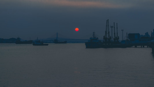 港口-汕头-海湾-日落-海湾 图片素材