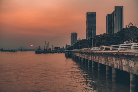 港口-汕头-海湾-日落-海湾 图片素材