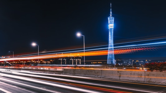 广州-夜景-花城-羊城-车轨 图片素材