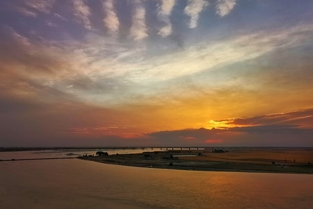 华为手机摄影-我的六月-河流-落日-风景 图片素材