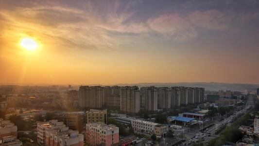 焦作市-华为手机摄影-城市-城市天际线-夕阳 图片素材