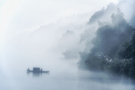 蓝-晨雾-风景-迷雾-风景 图片素材