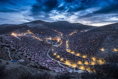 日出-色达-风景-夜景-风景 图片素材