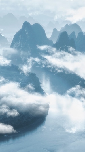 风景-晨雾-天空-火山-风景 图片素材