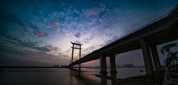 风光-晚霞-纪录-晋江大桥-斜拉桥 图片素材