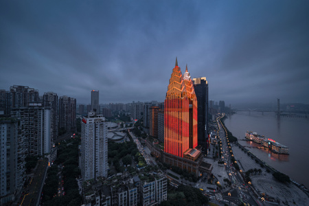 重庆-南滨路-双子塔-双子塔-高楼 图片素材