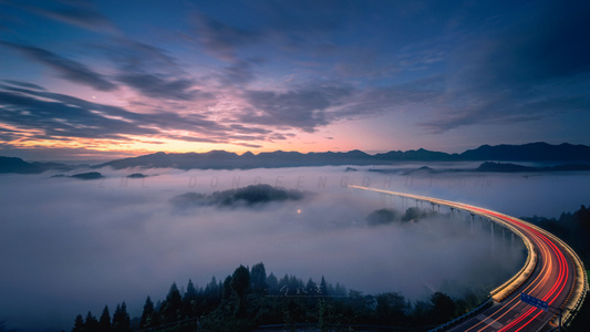 重庆-周家山大桥-平流雾-雾-周家山大桥 图片素材