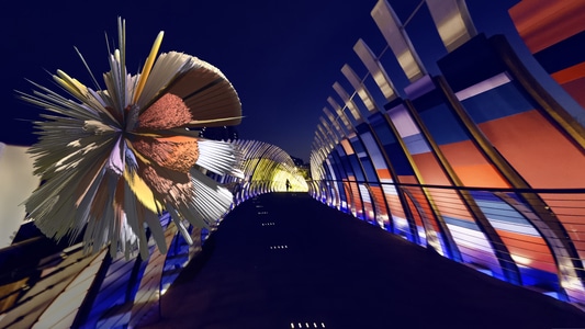 城市建筑风景-几何学-形象-抽象-彩虹桥 图片素材