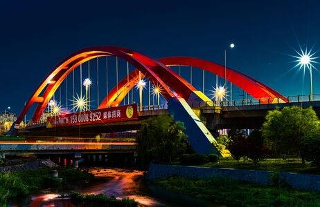 建筑-灯光-夜景-天空-桥 图片素材