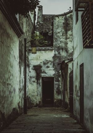 静谧-古镇-古村落-细雨-道路 图片素材