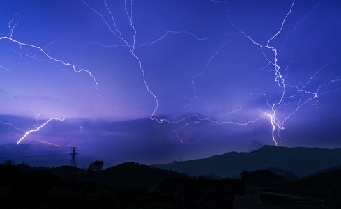 风光-黑夜-天空-天气-雷雨 图片素材