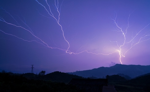 风光-黑夜-天空-天气-雷雨 图片素材